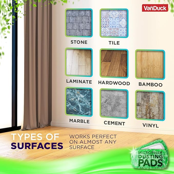 VanDuck Floor Duster Refill Compatible with Swiffer Sweeper Mop (4 Pack) - Microfiber Pet Heavy Duty Dry Cloth Refills - Reusable Mop Pad