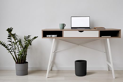 Essentra Home Matte Black Wastebasket Recycling Bin for Office, Trash Can for Bathroom or Bedroom. 2.2 Gallon.