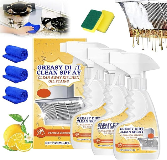 2025 New Greasy Dirt Clean Spray, Multifunctional Powerful Kitchen Foam Cleaner, Fast Foaming and Stain Removing, Heavy Oil Stain Cleaner Kitchen for Oven, Stove, Range Hood (3pcs)