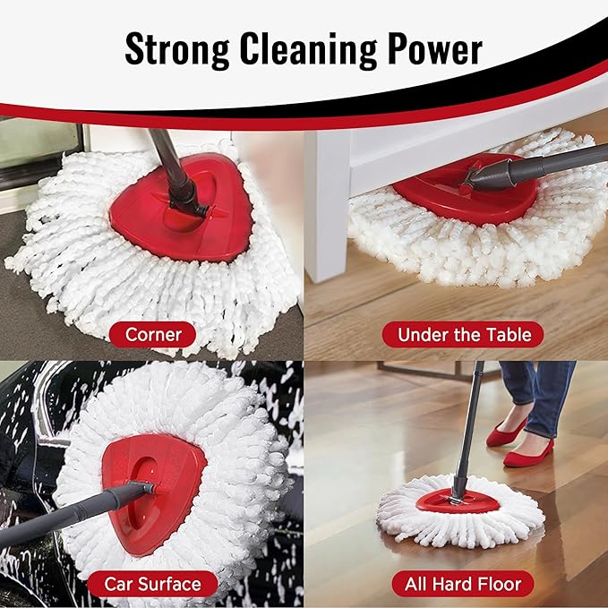 6 Pack Mop Head Replacements for O-Cedar, Spin Mop Replacement Head Compatible with Easywring 1-Tank Mop Refill, Microfiber, Machine Washable, Easy to Replace, Deep Cleaning