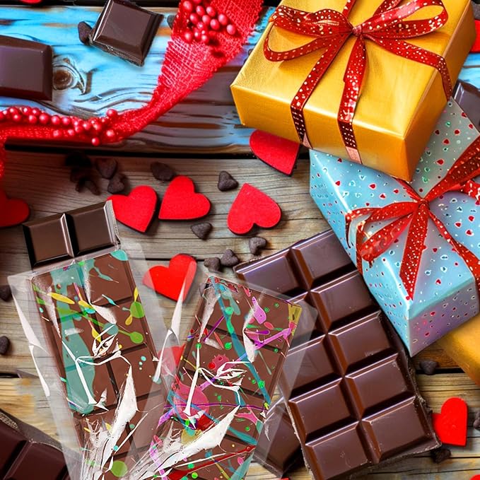 Mity rain 4pcs Chocolate Bar Mold Deep, Silicone Thick Chocolate Bar Mold for Stuffed Bar, Knafeh Pistachio Chocolate Bar Break Apart Candy Bar Molds with 100pcs Storage Bags + 1pc Scraper, Brown