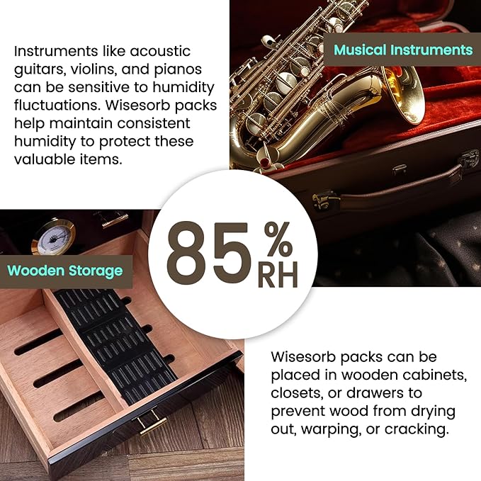 85% Two-Way Humidity Control Packs, 60 Gram 5 Pack for Storing 1 lb, Size 60 Seasoning Packets Moisture Control Packets Individually Wrapped, Humidifier Packs for Season Wood Humidifier Boxes