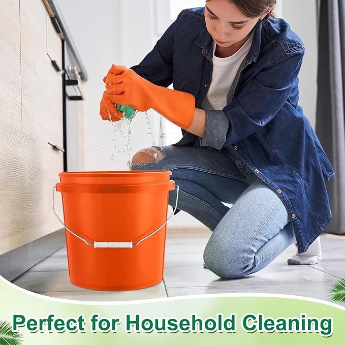 Tioncy 10 Pcs 2 Gallon Plastic Bucket with Lid Heavy Duty 2 Gallon Bucket Pail with Lid Handle for Storage Container Home Household Cleaning (Orange)