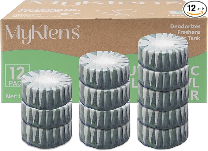 Toilet Bowl Cleaner Tablets, Automatic Toilet Bowl Cleaners, Long-Lasting Toilet Tabs Drop in Tank for Deodorizing & Descaling, Green, 12 Packs