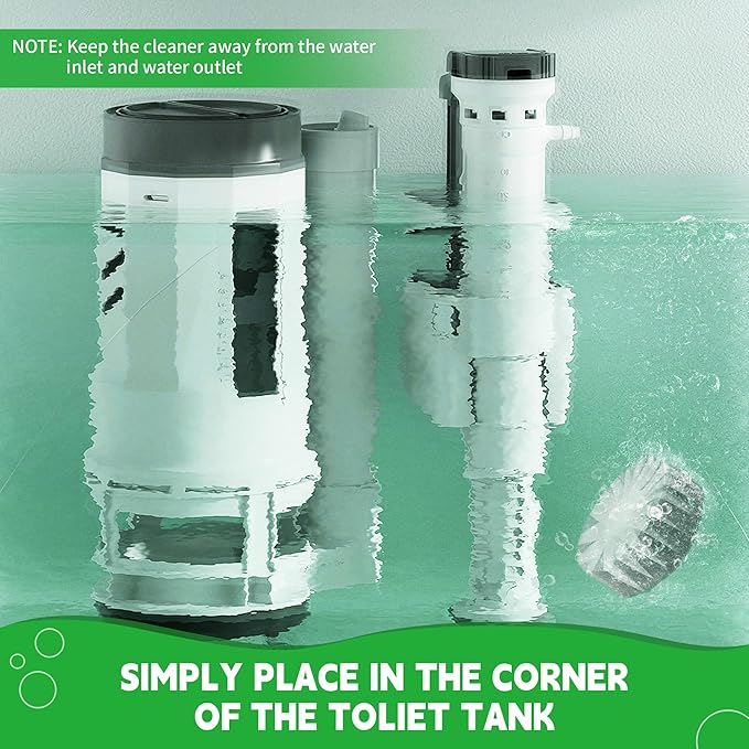 Toilet Bowl Cleaner Tablets, Automatic Toilet Bowl Cleaners, Long-Lasting Toilet Tabs Drop in Tank for Deodorizing & Descaling, Green, 12 Packs