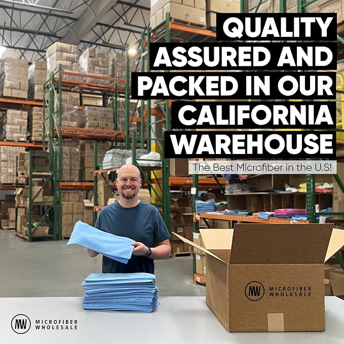 Bulk 16" x 16" All Purpose Microfiber Towels Wholesale - Case Quantity (200 Count) | Large | No Fraying | High Density Microfiber | Zero Chemical Cleaner | Long-Lasting (Green)