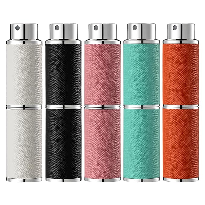 5PCS Perfume Atomizer, 8ML Leather Empty Cologne Sprayer, Mini Perfume Spray Bottle for Travel