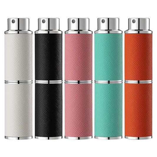 5PCS Perfume Atomizer, 8ML Leather Empty Cologne Sprayer, Mini Perfume Spray Bottle for Travel
