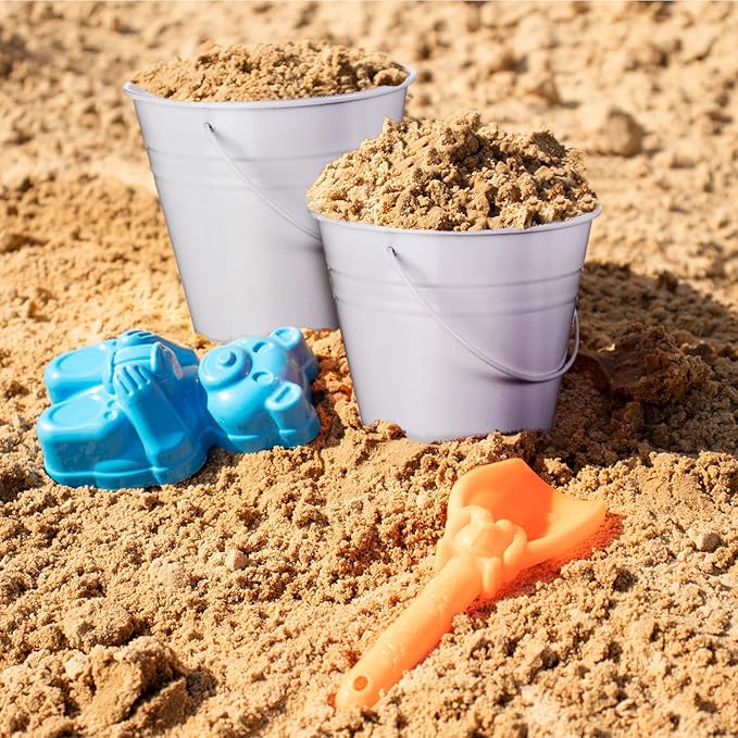 Sadnyy 6 Pack Galvanized Bucket, 5" Metal Bucket with Handles, Metal Buckets and Pails, Kids Party Supplies, Toy Container Table Centerpiece Decoration(White)