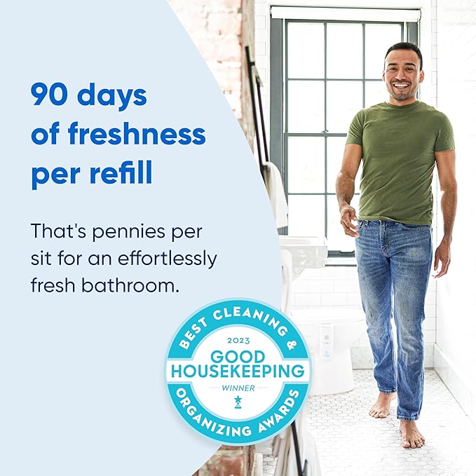 Loo Loo Touch Free Toilet Freshener Refills, Natural Essential Oils – Toilet Smell Eliminator, Bathroom Deodorizer, Air Freshener Spray for Bathroom, Warm Teakwood Fragrance, 2.0 Fl Oz