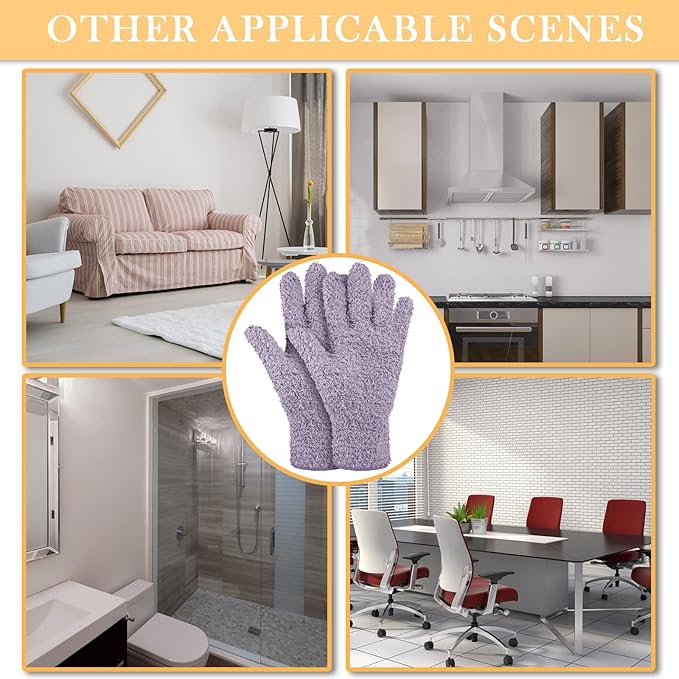 Patelai 3 Pairs Microfiber Plant Dusting Gloves Leaf Cleaning Gloves for Indoor Plants, Blinds, Furniture, House(Large,Pink, Nude, Light Purple)