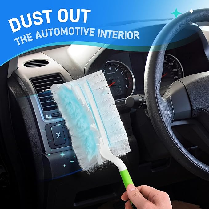 30 Pack Heavy Duty Duster Refills for Swiffer Dusters, Multi Surface 180 Dusters, 1 Handle,1 Upgrade Telescopic Hands