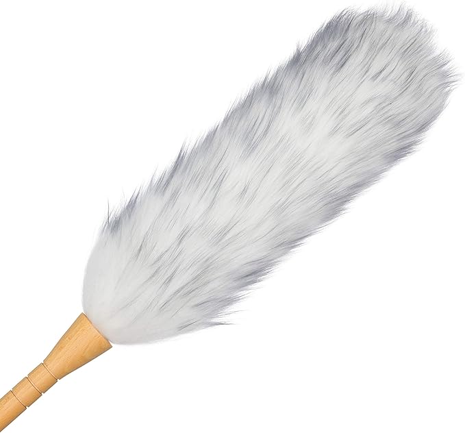 REDECKER Lambswool Duster, Natural Magnet for Dust and Fine Particles, Cleans Without Scratching, 29-1/2 inches - Lambs Wool Dusters for Cleaning - Lambs Wool Duster, Made in Belgium Reusable Duster