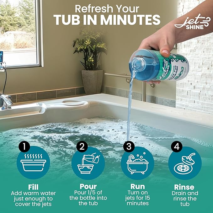 Jetted Tub Cleaner for Jacuzzi, Bathtubs, Whirlpools - Pack of 2, 16oz Sage Scented Jacuzzi Tub Cleaner to Help Clean Dirt and Soap Buildup, 5 Cleanings per Bottle