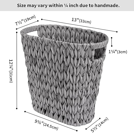GRANNY SAYS Wicker Waste Basket - Waterproof, Space-Saving, 19L/5Gallon, Bathroom & Bedroom Trash Can