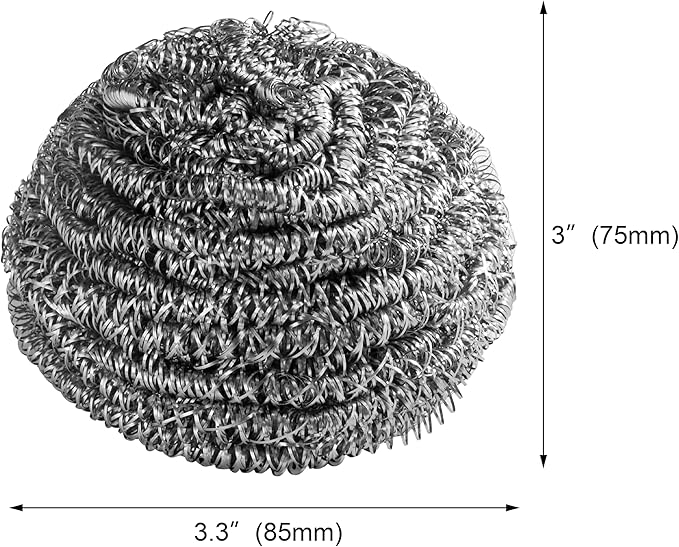 New Star Foodservice 54460 Extra Large (50 Grams) Stainless Steel Sponges Scrubbers, Set of 12