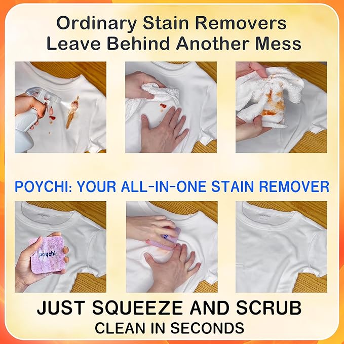 Magical Fiber Stain Remover- Use as Spot Remover- No Dry Cleaning Food, Grease, Coffee Off Laundry, Tea, Fabric, Pet Stains, Stain Remover Sponge Clothes, Carpet, Sofa, Mattress & Upholstery (5 Pack)