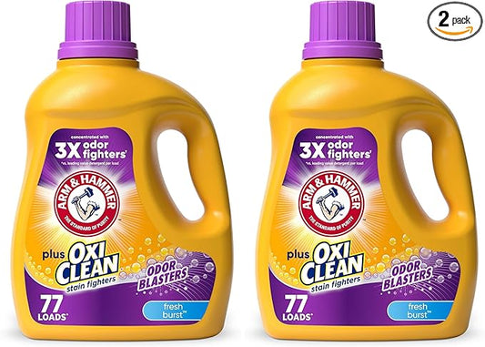 ARM & HAMMER Plus OxiClean Odor Blasters Fresh Burst, 77 Loads Liquid Laundry Detergent, 100.5 Fl oz (Pack of 2)