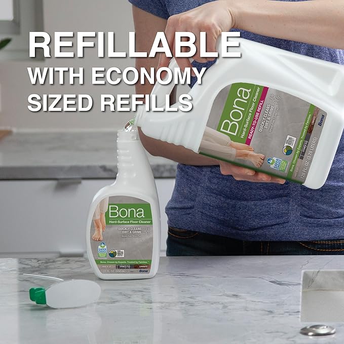 Bona Multi-Surface Floor Cleaner Spray - 32 fl oz - Unscented - Refillable - Residue-Free Floor Cleaning Solution for Stone, Tile, Laminate, and Vinyl Floors