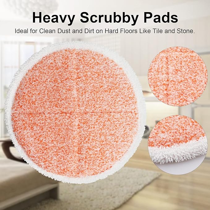 Electric Spin Mop Pads, 7.28in Round Replacement Pads for Floor Cleaning (8 Pack)