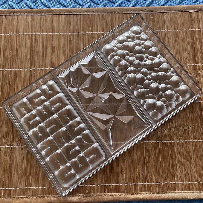 Goldbaking 3 Kinds Shape Chocolate Bar Mold Break Apart Chocolate Molds Protein Energy Bar Maker