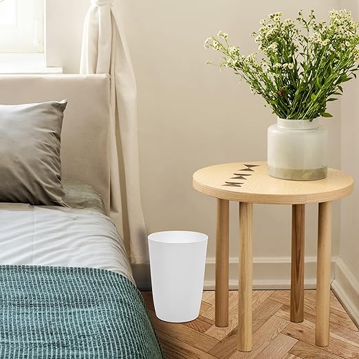 Mini Waste Basket - Durable Small Plastic Garbage Trash Can Bin - Lidless Open-Top Rectangular Slim Profile for Compact Spaces - Suitable for Home, Bathroom, Office, Bedroom, Kitchen and More, White