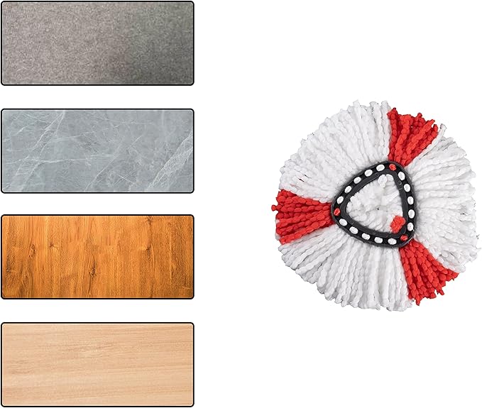 Matthew Cleaning 6Pack Red Microfiber Spin Mop Replacement Head Compatible with EasyWring Spin Mop Replace Head-EasyWring High Absorbency,Machine Washable,Microfiber Spin Mop Refills