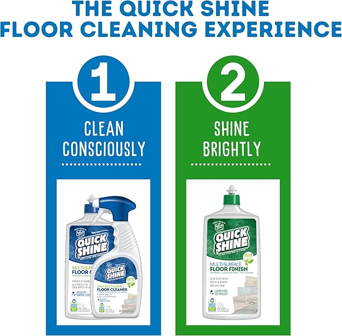 Quick Shine Multi Surface Floor Cleaner Daily Care 24oz, 6Pk | Ready to Use, Dirt Dissolving, Streak Free, No Rinse | Use on Hardwood, Laminate, Luxury Vinyl Plank LVT, Tile & Stone | Safer Choice