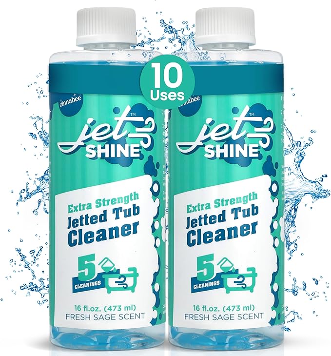 Jetted Tub Cleaner for Jacuzzi, Bathtubs, Whirlpools - Pack of 2, 16oz Sage Scented Jacuzzi Tub Cleaner to Help Clean Dirt and Soap Buildup, 5 Cleanings per Bottle