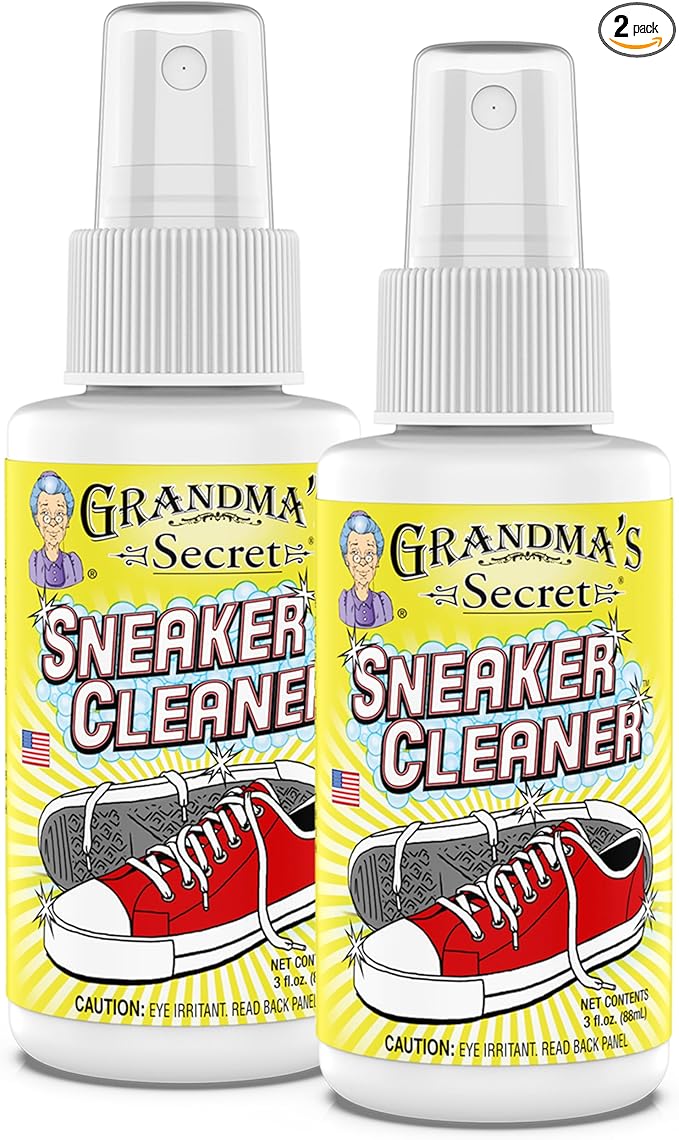 Grandma's Secret Sneaker Cleaner - Shoe Cleaner for Rubber, Canvas and Leather - Stain Remover Spray Removes Dirt, Grime and Grass - Sneakers Cleaner for Outdoor Shoes, Slippers and Moccasins – 3 oz
