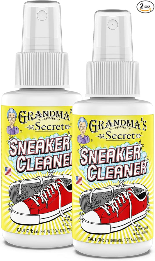 Grandma's Secret Sneaker Cleaner - Shoe Cleaner for Rubber, Canvas and Leather - Stain Remover Spray Removes Dirt, Grime and Grass - Sneakers Cleaner for Outdoor Shoes, Slippers and Moccasins – 3 oz