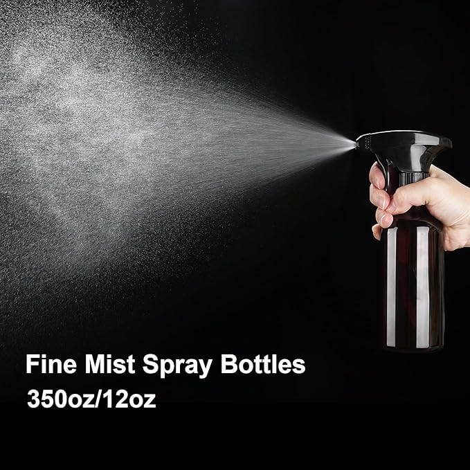 Cosywell 2 Pack Plastic Spray Bottles 12oz/360ml Empty Spray Bottles for Cleaning Continuous Misting Spray Bottle for Hair, Essential Oils, Toners Rose Water Cosmetics(Brown)