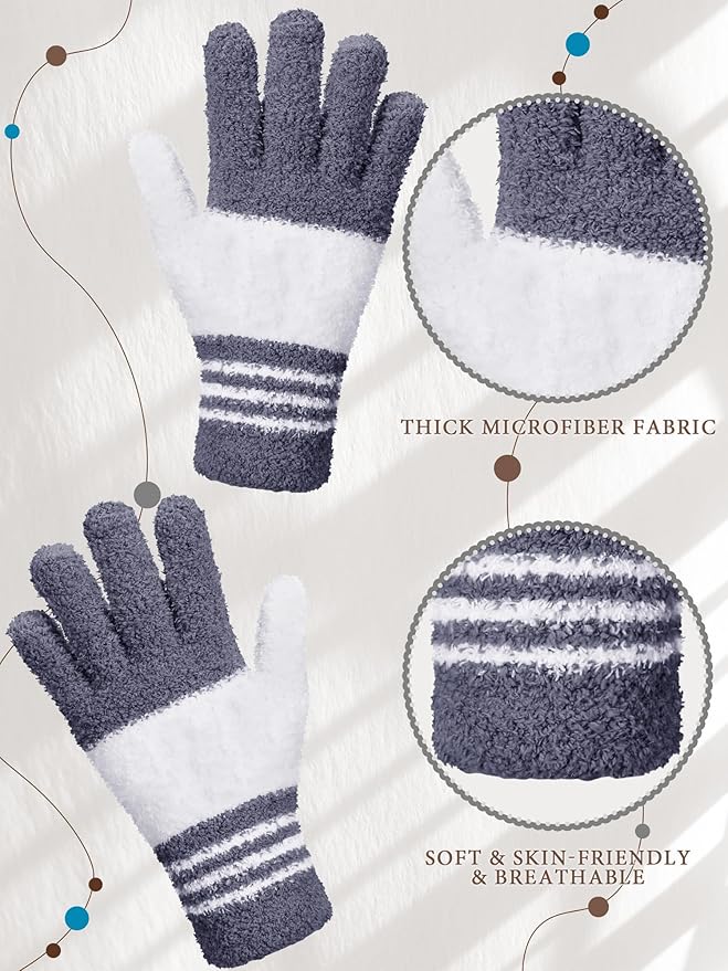 Patelai 3 Pairs Microfiber Plant Dusting Gloves Leaf Cleaning Gloves for Indoor Plants, Blinds, Furniture, House (Large,Dark Blue, Gray, Khaki, White)