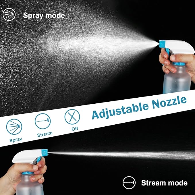 Spray Bottles 16.9oz/500ml Plastic Spray Bottle for Hair Mist/Stream Empty Spray Bottle Heavy Duty Refillable Containers for Cleaning Solutions, Plants Gradient 2 Pack (Blue)