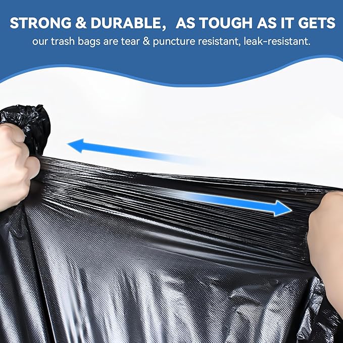40-45 Gallon Trash Bags,Large Black Trash Bags,Heavy Duty Plastic Garbage Bags for Household Office Restaurant (Black, 50 Count(39 x 47"))