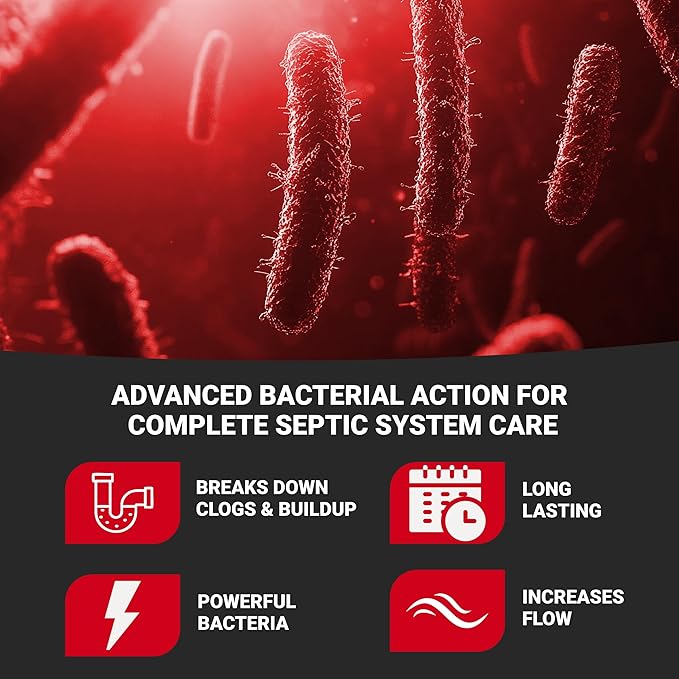 Roebic K-97 Liquid Main Line Cleaner with Bacteria Enzymes, Eliminates Organic Buildup in Sewer/Septic System and Protects from Clogs, Safe for Bathroom Toilet, 32 fl oz