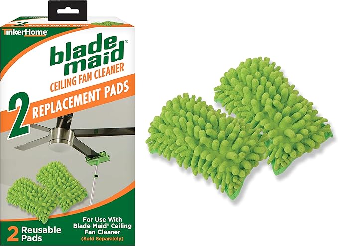 Blade Maid Ceiling Fan Cleaner - 1 Set of Blade Maid Reusable Microfiber Duster Replacement Pads- 2 Pads
