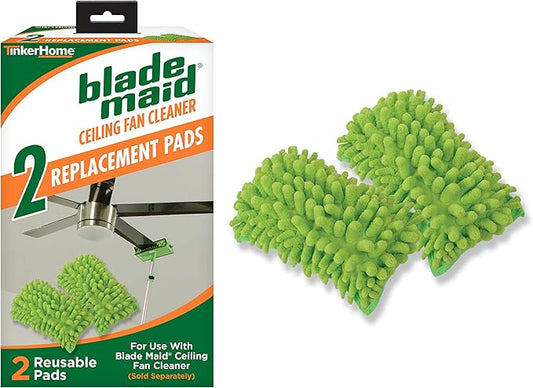 Blade Maid Ceiling Fan Cleaner - 1 Set of Blade Maid Reusable Microfiber Duster Replacement Pads- 2 Pads