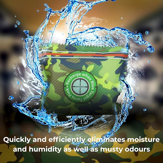 Gun Safe Dehumidifier Camouflage - Rechargeable Desiccant Dehumidifier Bags - Reusable & Absorbs Moisture & Humidity - 2x Pack
