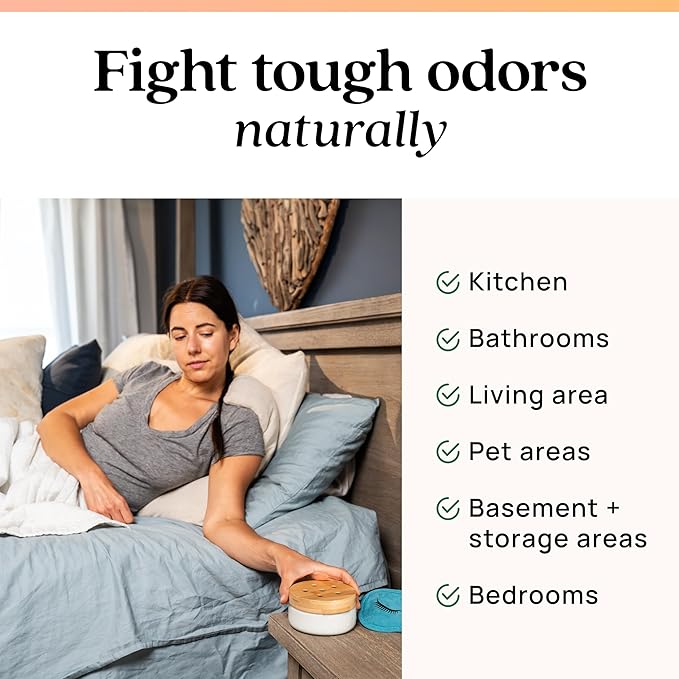 Azuna Air Freshener & Odor Eliminator for Strong Odor | 2 Room Kit Includes (2) Empty Luxe Glass Jar & 12oz Gel Refill with Tea Tree Essential Oil | Simply Citrus | Last 60-90 Days