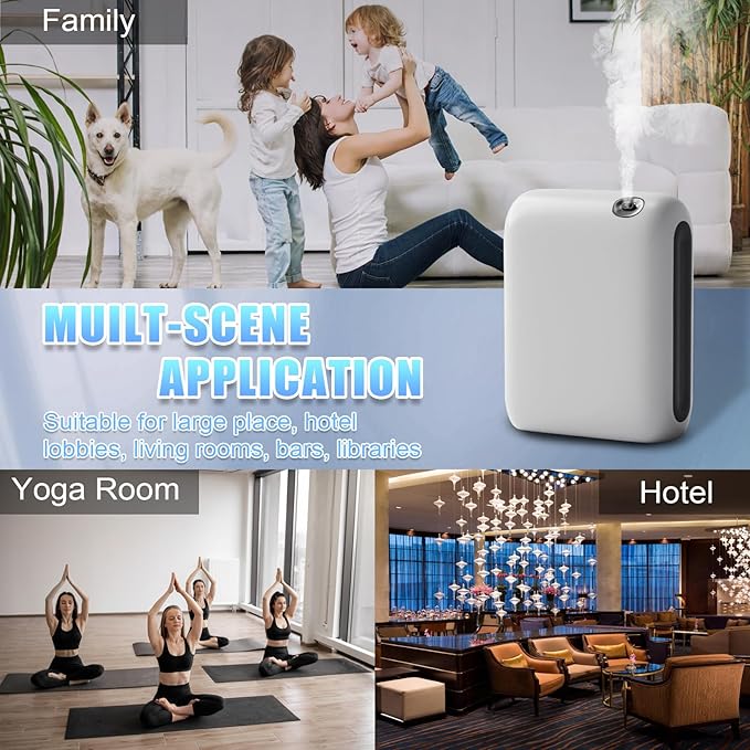 Waterless Diffuser for Home, Scent Air Machine for Home with Bluetooth-Connected 200ML, Whole House Air Freshener, Hotel Collection Diffuser for Large Room, Office, Yoga Room, Livingroom