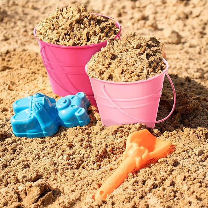 Sadnyy 12 Pack Metal Buckets with Handle, Galvanized Bucket 4.5 x 5 Inch Basket Bucket Party Supplies, Crafts for Christmas Halloween Candy Bars Vase Crafts(Pink)