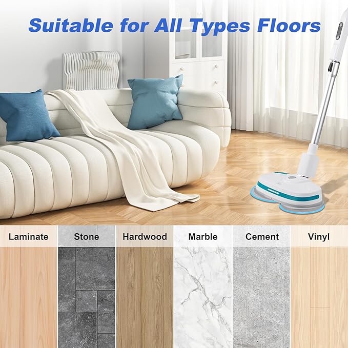 Electric Mop Pads, 6.3inch Floor Cleaning Round Spin Mop Pads for Electric Mop, 6.3inch Round Electric Mop Pads(6 Pack)