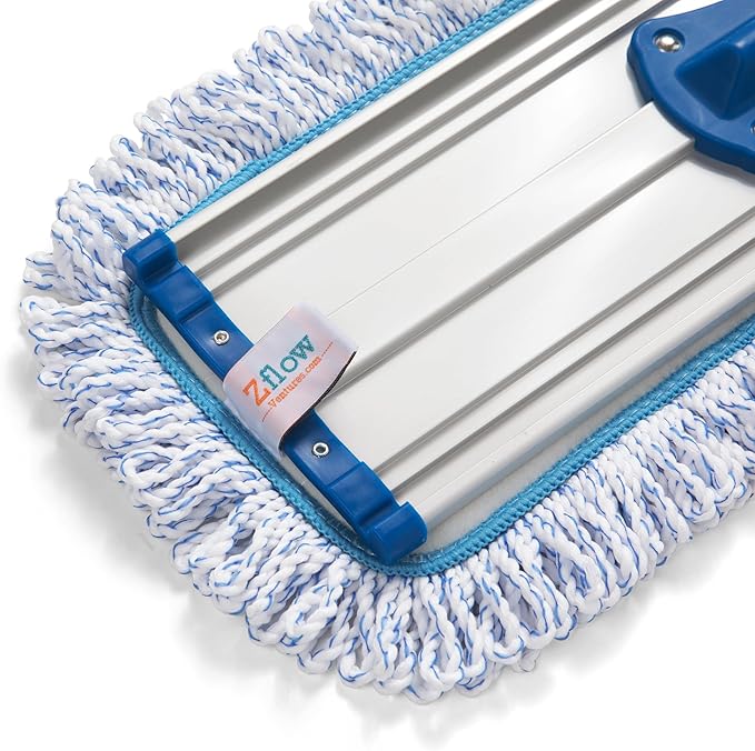 Zflow 18" Professional Microfiber Mop - Commercial Stainless Steel Handle with Microfiber Dust Pad + 3 Wet Pads