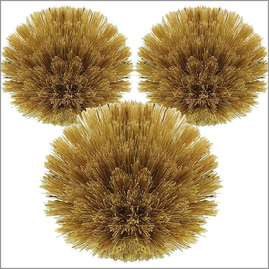 LOLA Replacement Large Head for The Original Tampico Vegetable & Dish Brush, 3 Pack, 3" Head, Made from Sustainable Birch Wood