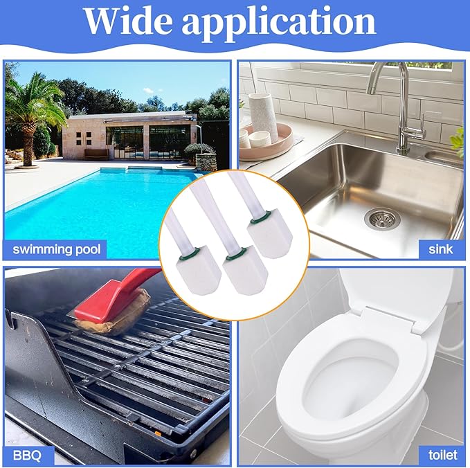26 Pcs Toilet Pumice Stone with Long Handle Toilet Bowl Cleaner Brush Wand Refills Pumice Stone Block Deep Cleaning Remover Tool for Pool Bath Kitchen Sinks Tiles (White)