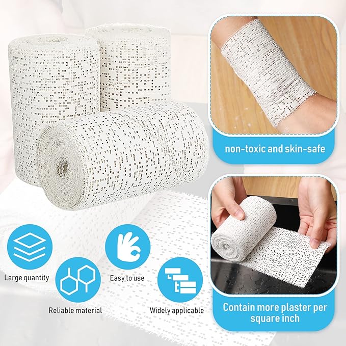 20 Pack Plaster Cloth Gauze Bandage Rolls for Art Craft Project Each Roll 5 Yards Plaster Strip Gauze Wrap Bulk for Body Casts Belly Molds Mask Making Sculptures(4 x 180 Inch)