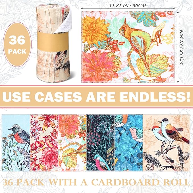 36 Pack Reusable Cleaning Cloths Washable Cotton Kitchen Towels for Home