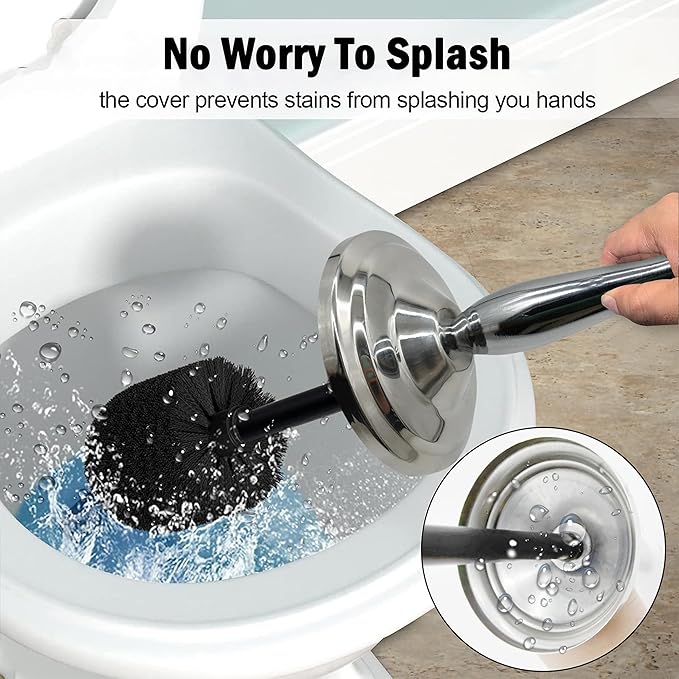 Brushed Nickel Toilet Bowl Brush with Holder, Durable Bathroom Cleaning Tool, Modern Design for Easy Toilet Maintenance, Bathroom Cleaner Brush for Efficient Cleaning and Hygiene