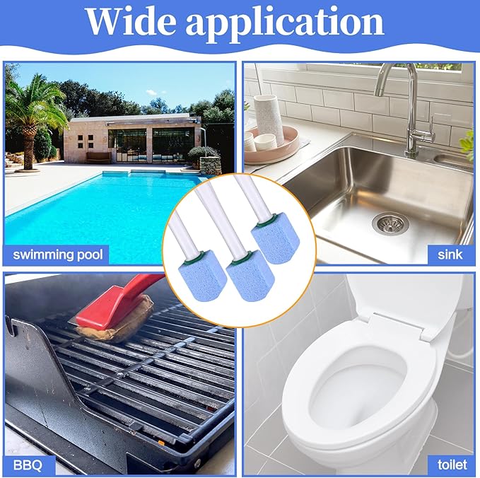 26 Pcs Toilet Pumice Stone with Long Handle Toilet Bowl Cleaner Brush Wand Refills Pumice Stone Block Deep Cleaning Remover Tool for Pool Bath Kitchen Sinks Tiles (Blue)